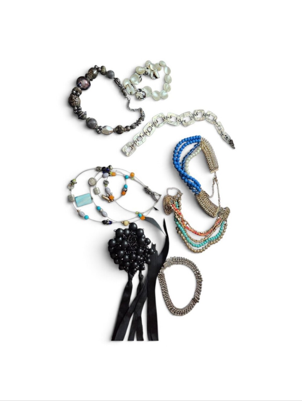 Multi-Strand Beaded Statement Necklaces Set Of 7